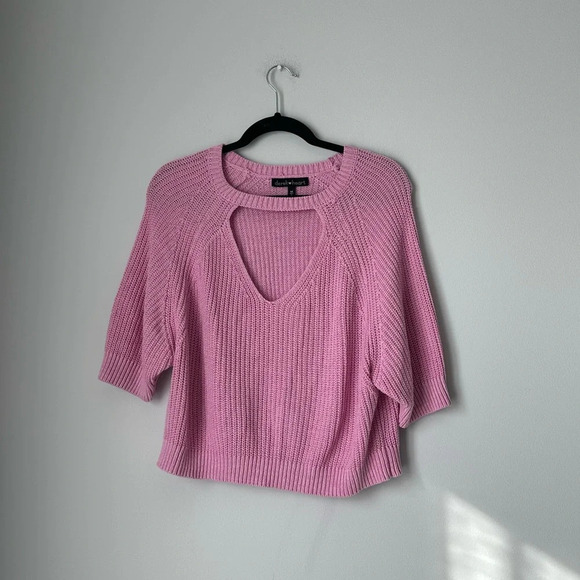 Womens Derek Heart Cropped Cut Out Sweater Crewneck Pullover Cotton Blend Size M - Picture 1 of 5